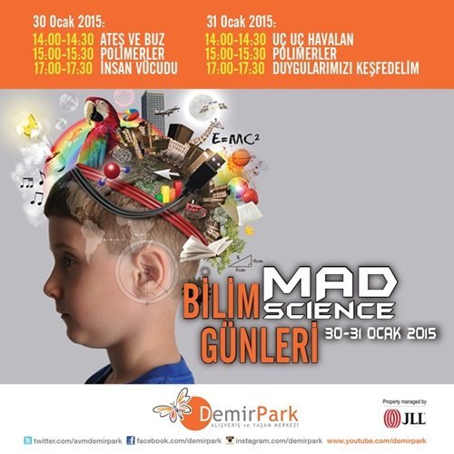 DEMİRPARK AVM’DE MAD SCİENCE BİLİM PANAYIRI MİNİK ZİYARETÇİLERİNİ BEKLİYOR