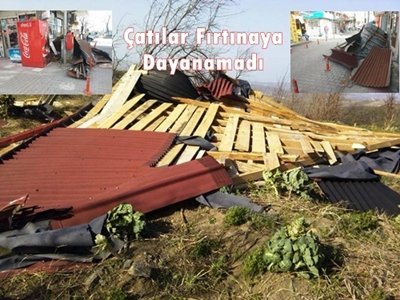 ALAPLI’DA FIRTINA BİNALARIN ÇATILARINI UÇURDU