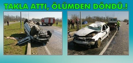 Bayan Sürücü Ölümden Döndü (Görüntülü)
