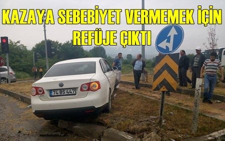 Önce Araca Çarptı, Sonra Refüje Çıktı.!