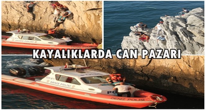 Son dakika: Kayalıklarda intihar girişiminde bulunan kadın iple bağlanarak kurtarıldı