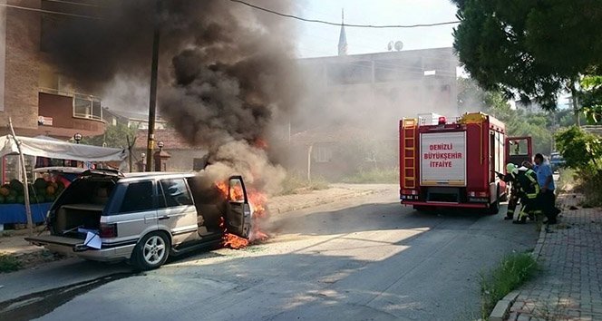 Araç yangını güçlükle söndürüldü