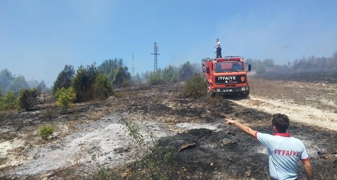 ALAPLI’DA 4 DÖNÜMLÜK ÇALILIK ALANDA YANGIN ÇIKTI