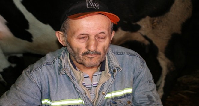 ZONGULDAK'IN EREĞLİ İLÇESİNDE YAŞAYAN İBRAHİM SEZER GÖZLERİ GÖRMEMESİNE RAĞMEN HAYVANLARINA KENDİSİ BAKIYOR. (VEDAT KILIÇ/ZONGULDAK-İHA)