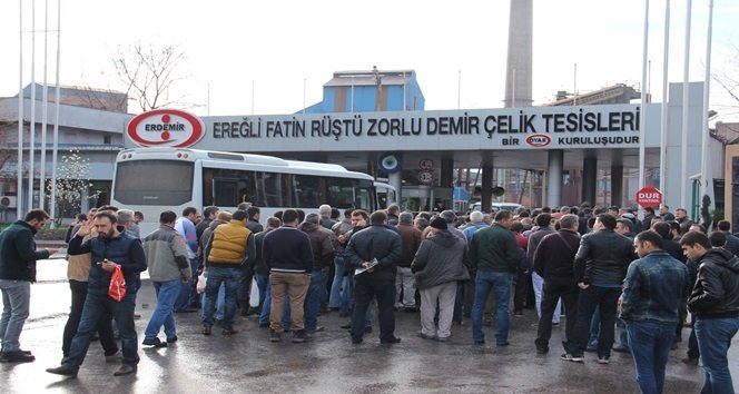 ERDEMİR İŞÇİLERİ İŞ YAVAŞLATMA EYLEMİ YAPTI
