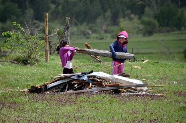 KASTAMONU’NUN TAŞKÖPRÜ İLÇESİNE BAĞLI İKİ KÖYDE ETKİLİ OLAN HORTUM, 3 EVİN YIKILMASINA, 40’A YAKIN EVİN DE HASAR GÖRMESİNE NEDEN OLDU. HORTUM SONRASI MİNİK ÇOCUKLARIN AĞAÇ PARÇALARINI KALDIRMASI İLGİNÇ GÖRÜNTÜLERE SAHNE OLDU. (AKİF DOĞAN/KASTAMONU-İHA)