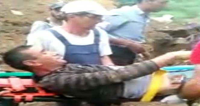 TOPRAK ALTINDA KALAN İŞÇİ GÜÇLÜKLE KURTARILDI