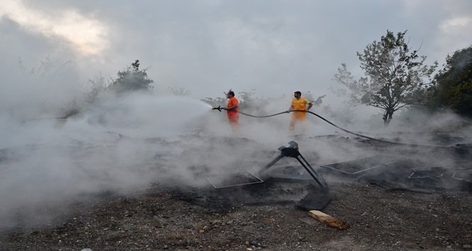 Açık alandaki yangın mahalleliyi korkuttu