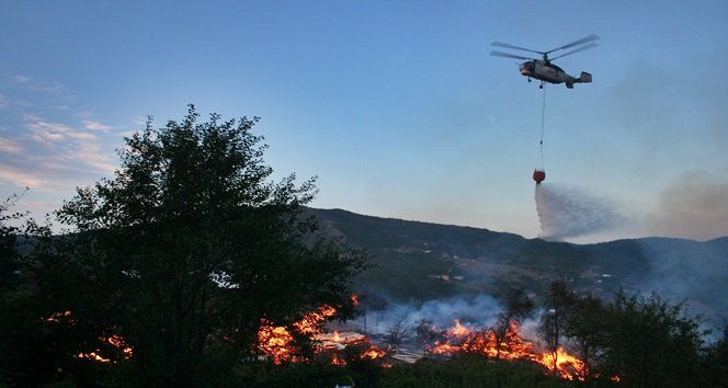Pınarbaşı’nda 3 ev ve 2 ambar kül oldu