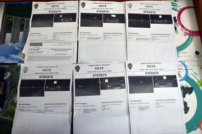 ZONGULDAK’TAN ÇORUM’A MAHKEMEYE GİTMEK İÇİN YOLA ÇIKAN ÖĞRETMEN METİN ER, MERZİFON-OSMANCIK’DA 34 SANİYE ARAYLA 4 KEZ RADARA GİRDİĞİNİ ÖĞRENİNCE ŞAŞKINA DÖNDÜ. ER, ZONGULDAK DÖNÜŞÜNDE İSE AYNI YERDE İKİ KEZ RADARA GİRİNCE TOPLAM BİN 400 LİRA TRAFİK CEZASI GELDİ. (SERTAÇ ÖZDEMİR/ZONGULDAK-İHA)