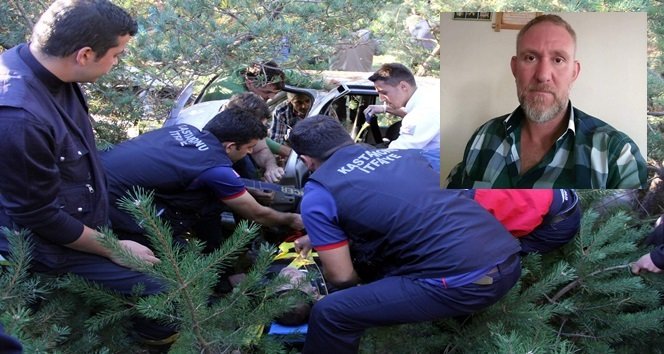 Yoldan çıkan otomobil ormanlık alana uçtu: 1 ölü, 2 yaralı