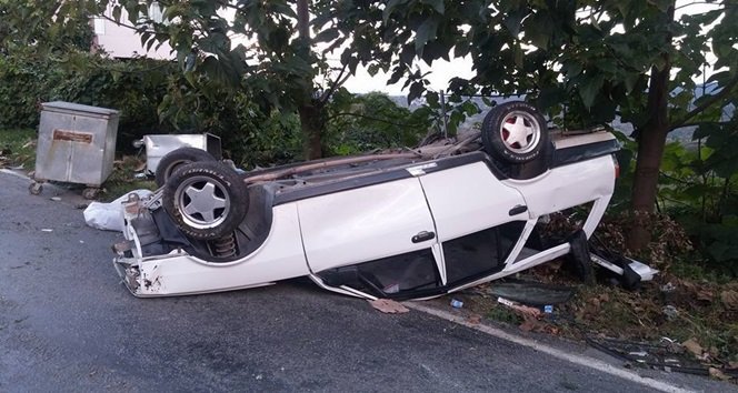 Alaplı’da otomobil takla attı: 1 yaralı