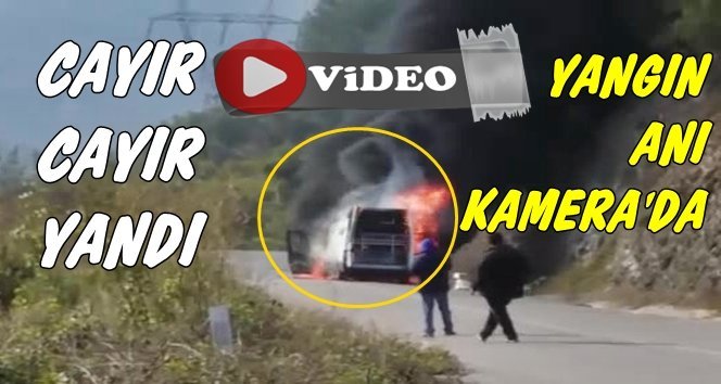 Aracın Yanma Anı Amatör Kamerada