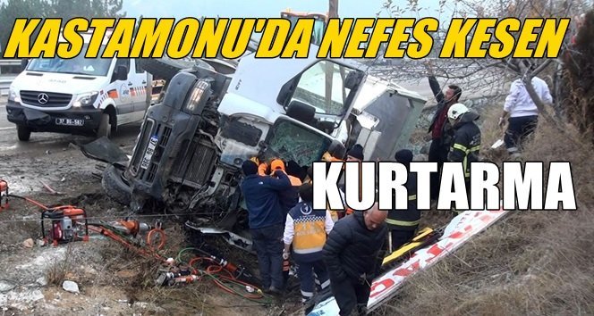 Kamyonda Sıkışan Sürücüye Operasyon