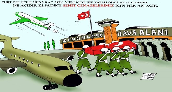 Zonguldaklı Karikatürist Havalimanını Çizdi