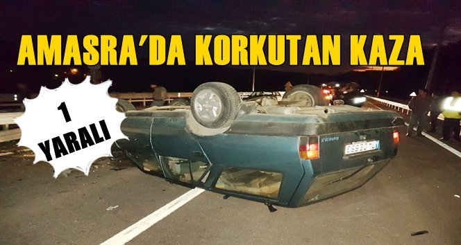 Takla atan otomobil yolu 1 saat trafiğe kapattı