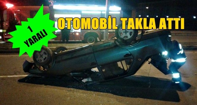 Kontrolden çıkan otomobil takla attı