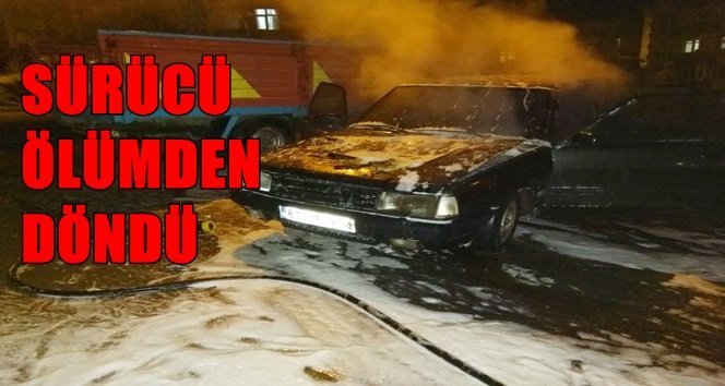 Otomobilden kendisini güçlükle dışarı attı