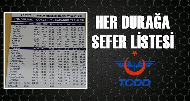 TCDD Bütün Duraklara Liste Astı