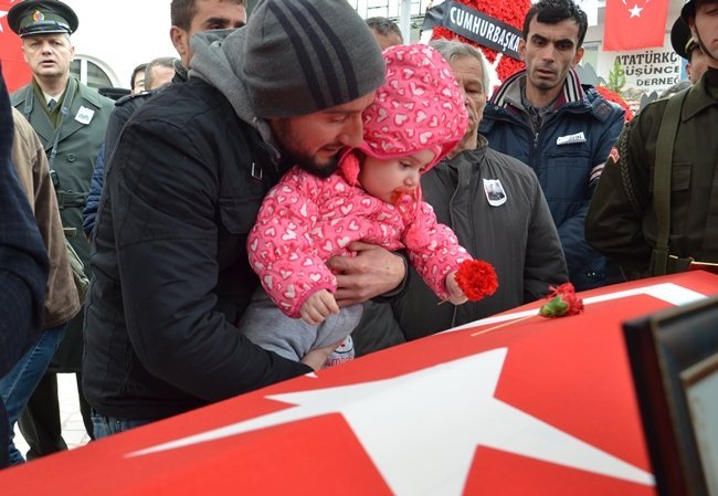 ŞEHİDİN 1.5 YAŞINDAKİ YEĞENİ BUĞLEMNUR KÜÇÜKKAYA, TABUTA KARANFİL BIRAKTI. (FİKRİ ERDEM - ONUR ALTINDAĞ - SERTAÇ ÖZDEMİR/ZONGULDAK-İHA)
