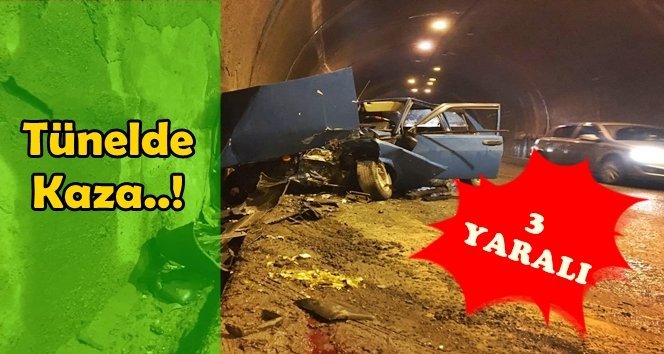 İki otomobil tünelde çarpıştı