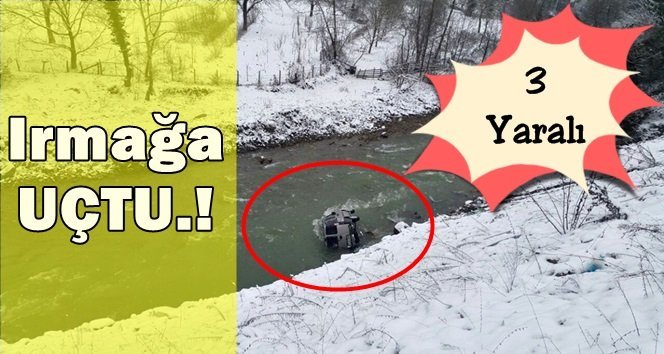 Otomobil karda kaydı, ırmağa uçtu
