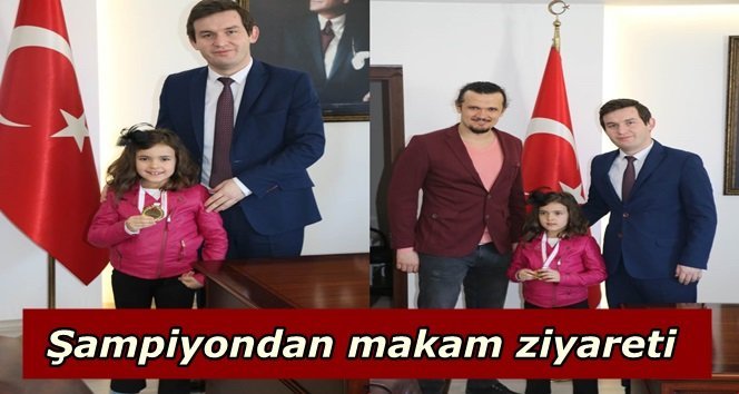 Yüzme birincisinden Kaymakama ziyaret