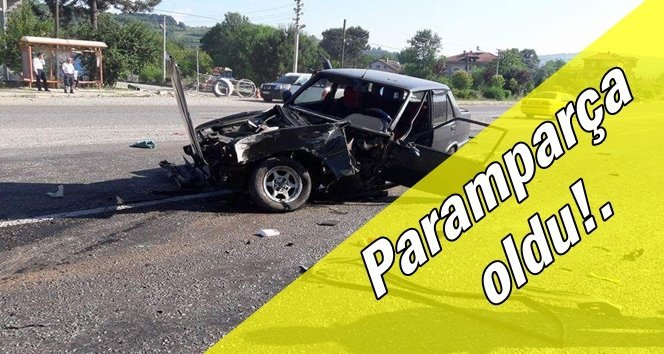 Böyle kaza yok!. Otomobil hurdaya döndü…