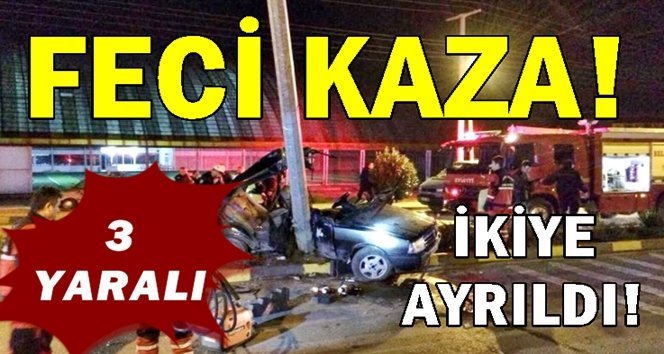 Hızını alamadı,elektrik direğine çarptı…