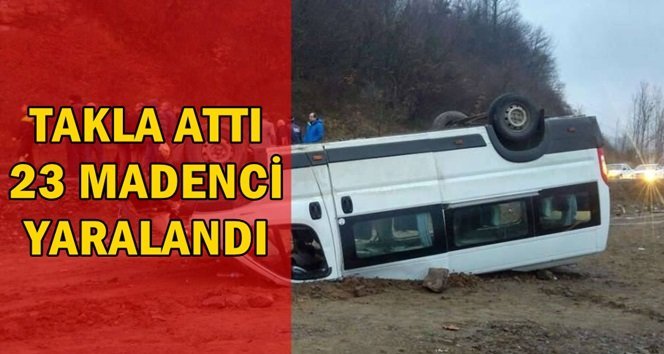 Minibüs takla attı; 23 Yaralı…