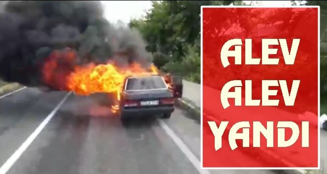Çaycuma’da araç yangını…Cayır cayır yandı!.