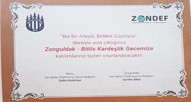 Kardeşlik gecesi düzenlenecek…