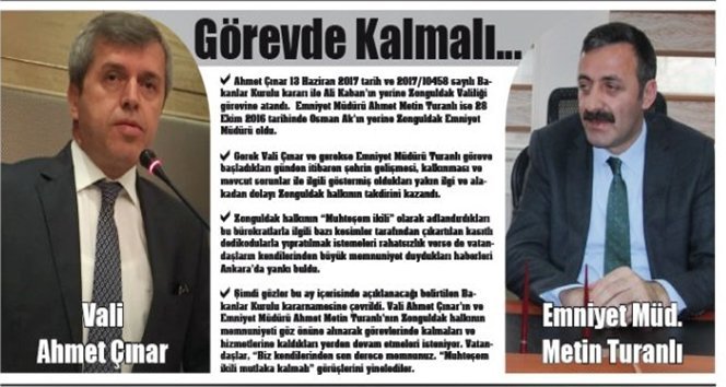 Vali ve Emniyet Müdüründen memnunuz! Helal olsun…