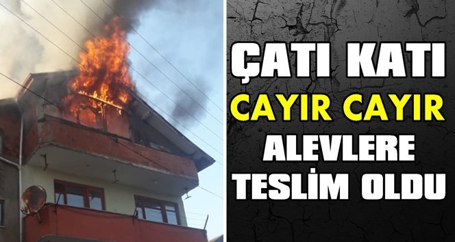 4 katlı evin çatısı alevlere teslim oldu