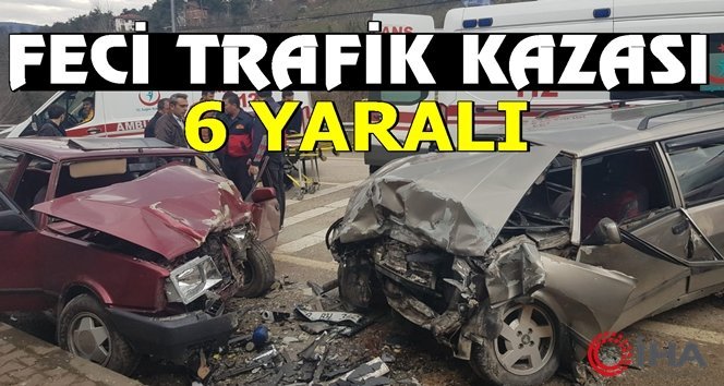 Otomobiller kafa kafaya çarpıştı: 6 yaralı