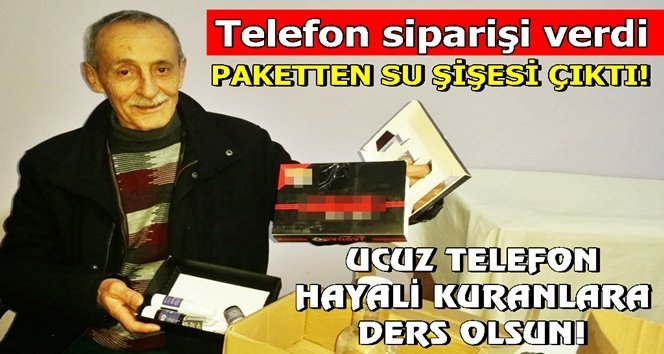 Telefon kazandığını sandı, paketten su şişesi çıktı