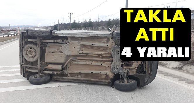 Yoldan çıkan araç takla attı