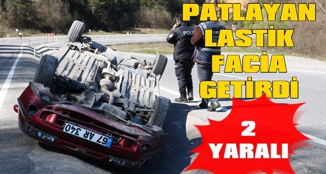Patlayan lastik kazayı beraberinde getirdi: 2 yaralı