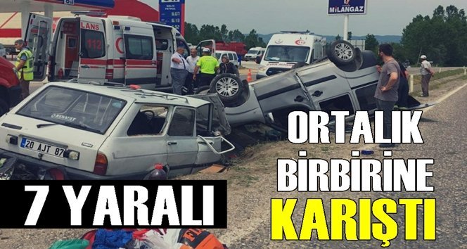 Ticari araç ile otomobil çarpıştı: 7 yaralı