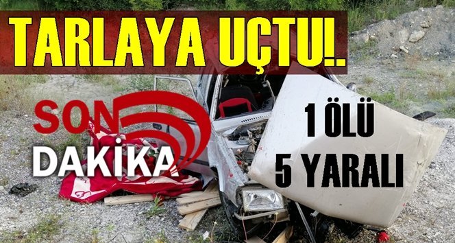 Otomobil tarlaya uçtu: 1 ölü, 5 yaralı