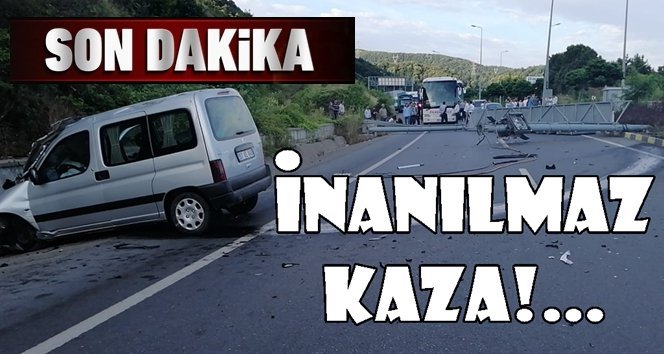 Aşırı hız yapan otomobil uyarı direğine çarptı!.