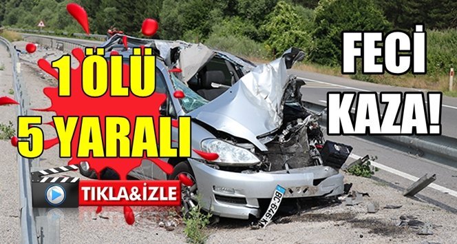 Otomobil refüje uçtu: 1 ölü, 5 yaralı