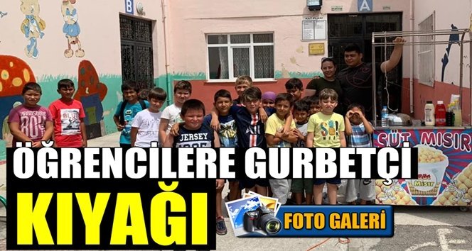 Öğrencilere gurbetçiden süt mısır ziyafeti