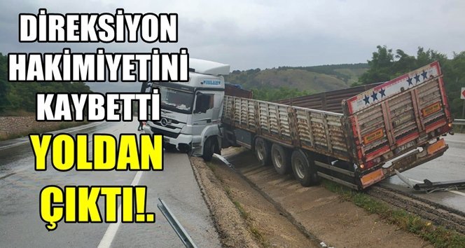 Trafik levhasına çarptı, yoldan çıktı!.