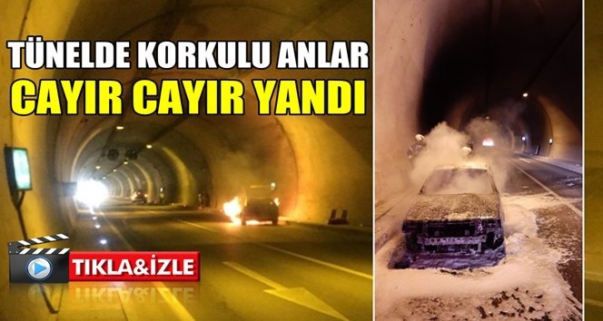 Alev alan otomobil hurdaya döndü