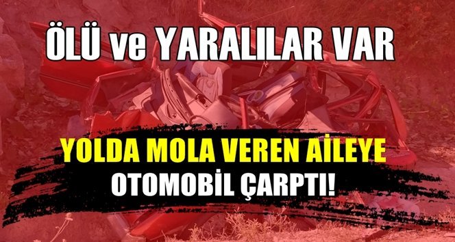 Yolda mola veren aileye otomobil çarptı!.