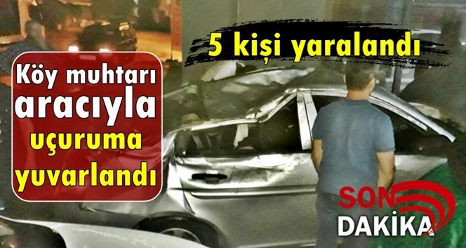 Otomobiliyle uçuruma yuvarlandı, 5 yaralı