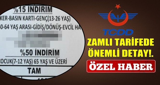 TCDD’nin zamlı fiyatında önemli detay!.