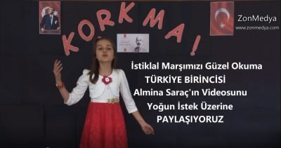 Türkali İlköğretim okulu öğrencisi Almina Saraç’ın İstiklal Marşımızı güzel okuma yarışmasında Türkiye birincisi olduğu video  görüntüleri yoğun istek üzerine yayınlıyoruz.