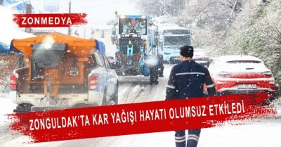 Zonguldak’ta kar yağışı ulaşımı olumsuz etkiledi